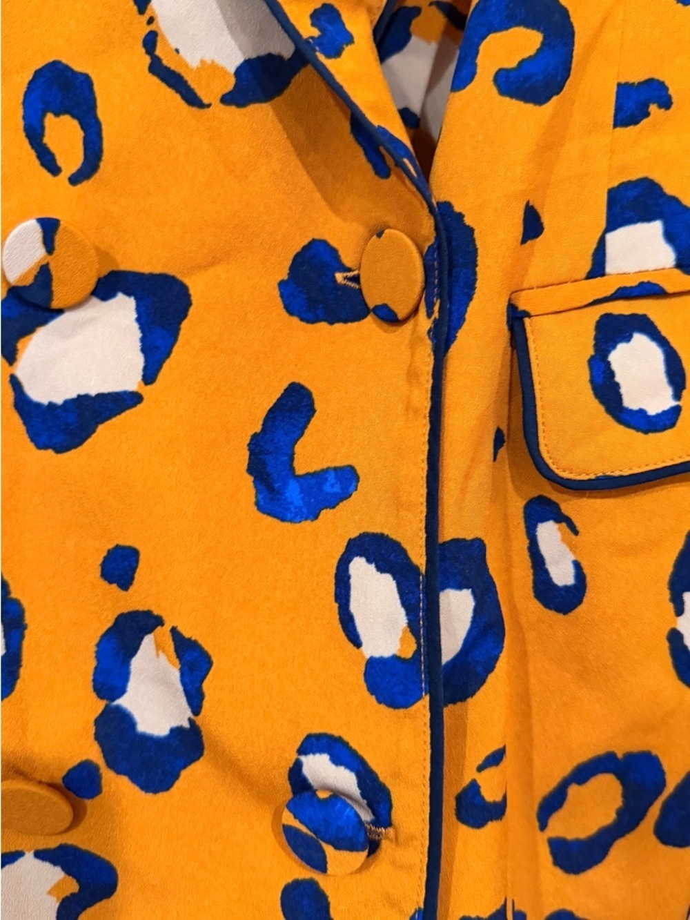 3.1 Phillip Lim Orange Leopard-Print Blazer with Blue and Cream Spots - Picture 8 of 11